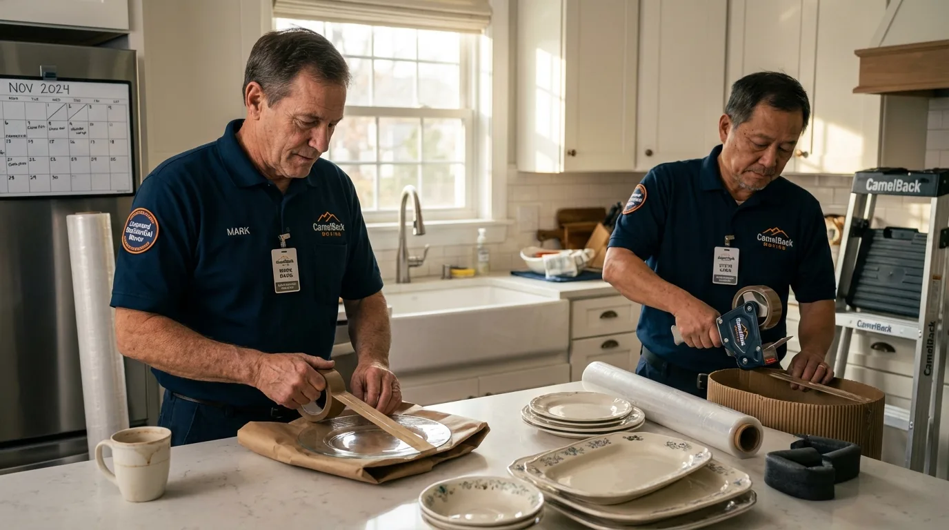 Professional crew packing kitchen dishware in Uvalde, TX